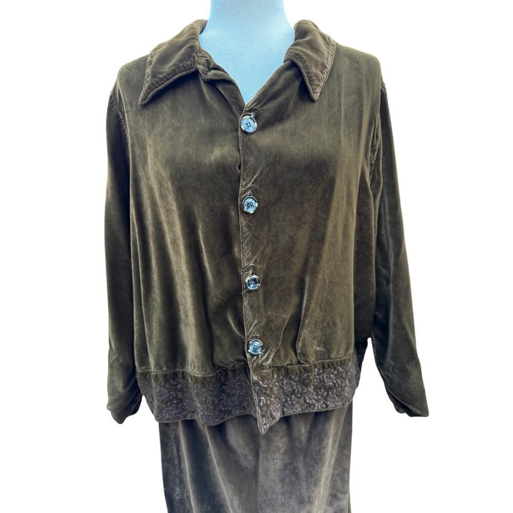 VINTAGE CP SHADES SAUSALITO Velvet Jacket and Matching Skirt in Brown Size S - Picture 3 of 7